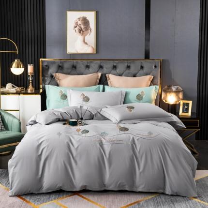 91家纺网 家纺一手货源 找家纺 （总）昊翔 2024新款澳棉全棉色织水洗棉轻奢风刺绣款四件套