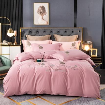 91家纺网 家纺一手货源 找家纺 （总）昊翔 2024新款澳棉全棉色织水洗棉轻奢风刺绣款四件套