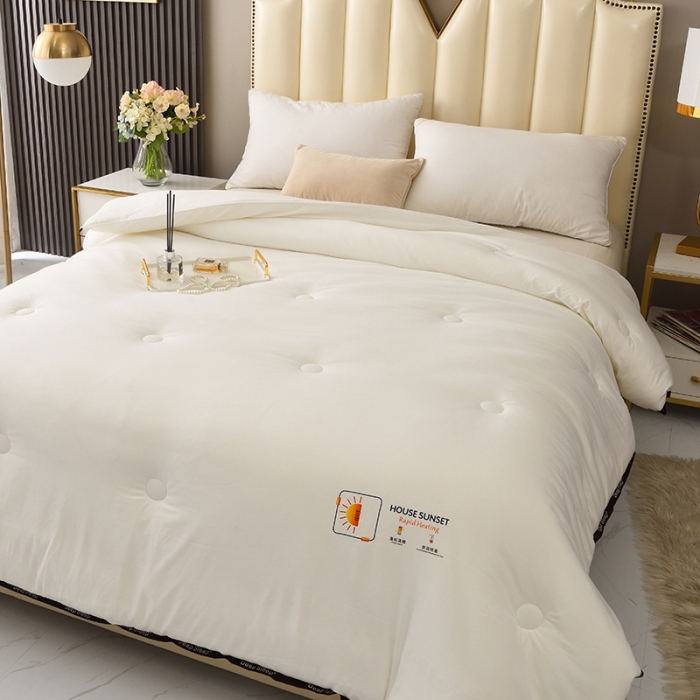 91家纺网 家纺一手货源 找家纺 德芙 2023新款运动风纯色超柔天竺棉被 本白色