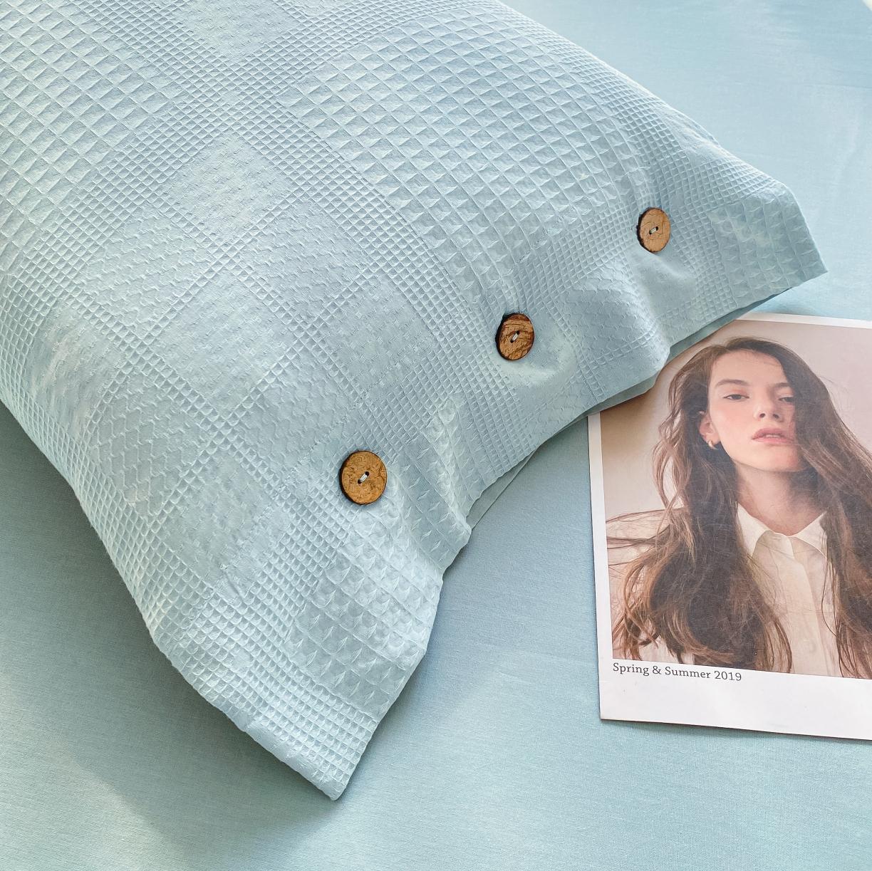 91家纺网 家纺一手货源 找家纺 曼之夏2022新款A类全棉水洗棉沃夫格四件套 沃夫格-婴儿蓝