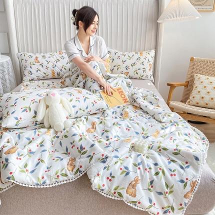 91家纺网 家纺一手货源 找家纺 （总）吾秀 2022 A类全棉有氧双层纱夏被 全棉夏被盖毯子