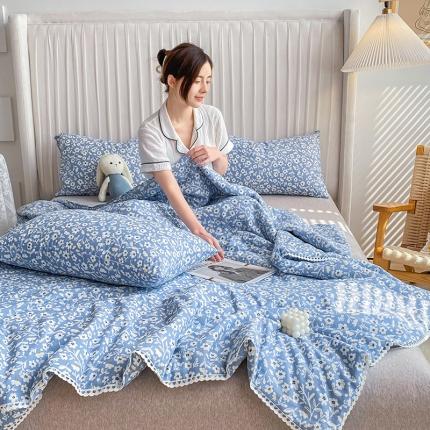 91家纺网 家纺一手货源 找家纺 （总）吾秀 2022 A类全棉有氧双层纱夏被 全棉夏被盖毯子