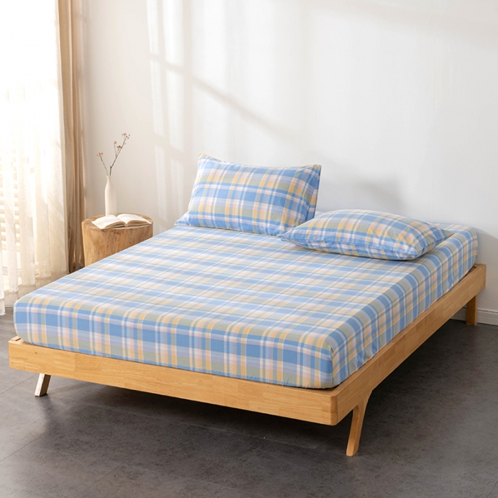 91家纺网 家纺一手货源 找家纺 （总）久典2022新款色织全棉水洗棉单品床笠（新增花型8色）