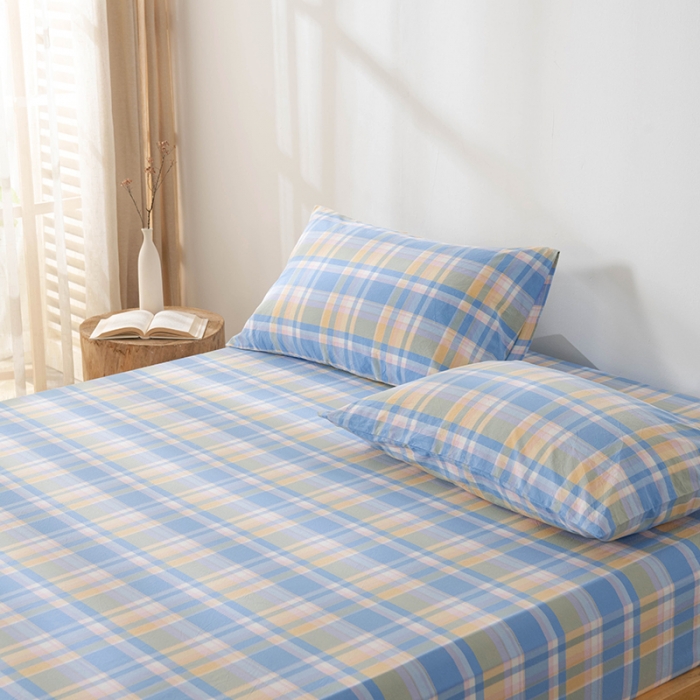 91家纺网 家纺一手货源 找家纺 （总）久典2022新款色织全棉水洗棉单品床笠（新增花型8色）