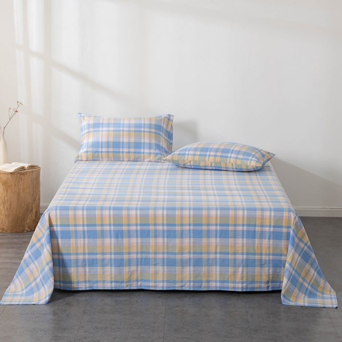 91家纺网 家纺一手货源 找家纺 （总）久典2022新款色织全棉水洗棉单品床单（新增花型8色）