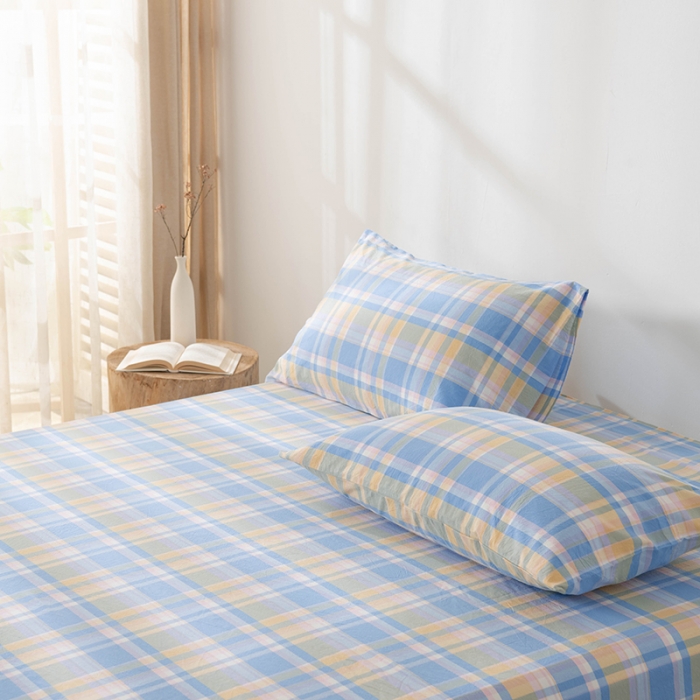 91家纺网 家纺一手货源 找家纺 （总）久典2022新款色织全棉水洗棉单品床单（新增花型8色）