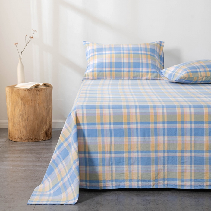 91家纺网 家纺一手货源 找家纺 （总）久典2022新款色织全棉水洗棉单品床单（新增花型8色）