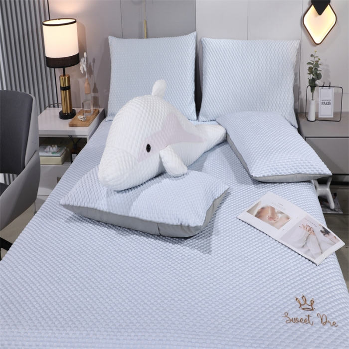 91家纺网 家纺一手货源 找家纺 （总）新月家纺 2022新款冰豆豆蕾丝全包边款凉感席凉席三件套