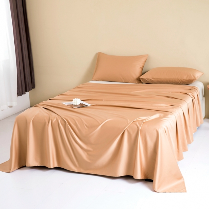 91家纺网 家纺一手货源 找家纺 久典 2022新款100支双股澳棉单品床单 焦糖色