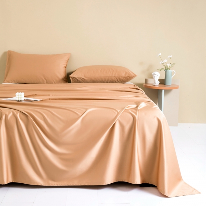 91家纺网 家纺一手货源 找家纺 久典 2022新款100支双股澳棉单品床单 焦糖色