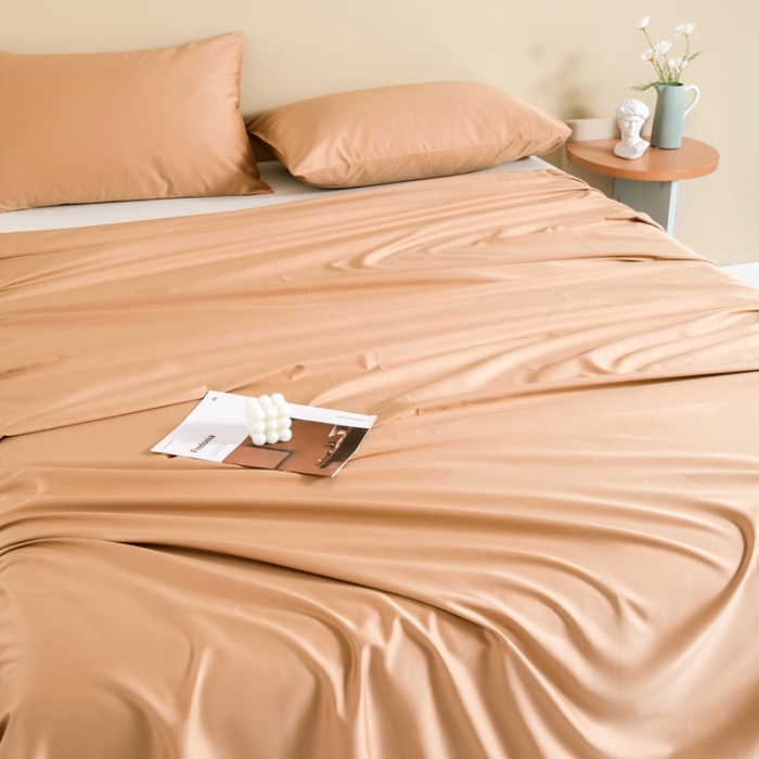 91家纺网 家纺一手货源 找家纺 久典 2022新款100支双股澳棉单品床单 焦糖色