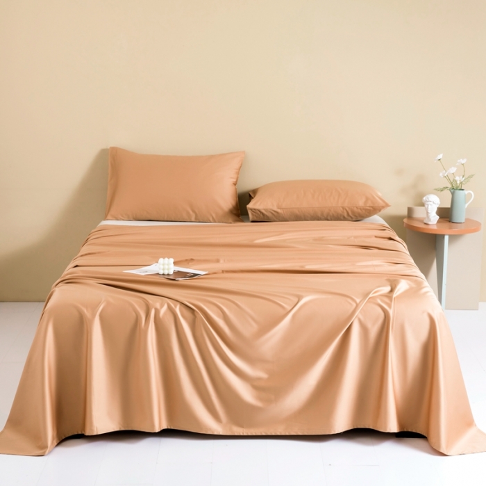 91家纺网 家纺一手货源 找家纺 久典 2022新款100支双股澳棉单品床单 焦糖色