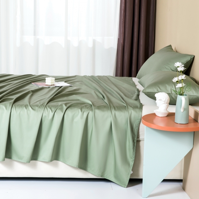 91家纺网 家纺一手货源 找家纺 久典 2022新款100支双股澳棉单品床单 牛油果绿
