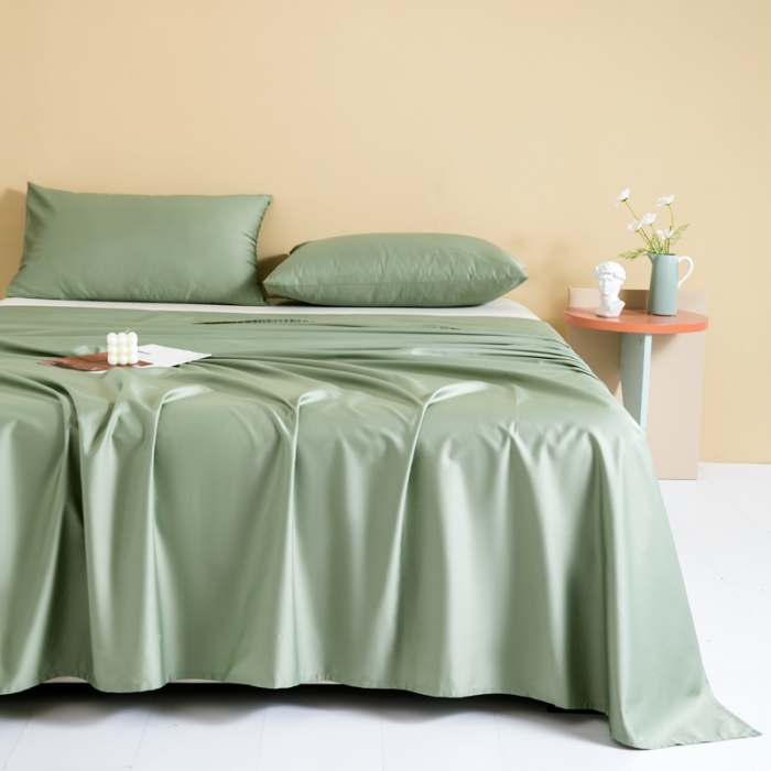 91家纺网 家纺一手货源 找家纺 久典 2022新款100支双股澳棉单品床单 牛油果绿