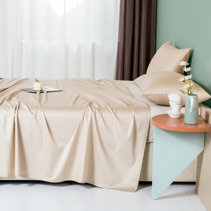 91家纺网 家纺一手货源 找家纺 久典 2022新款100支双股澳棉单品床单 曲奇色