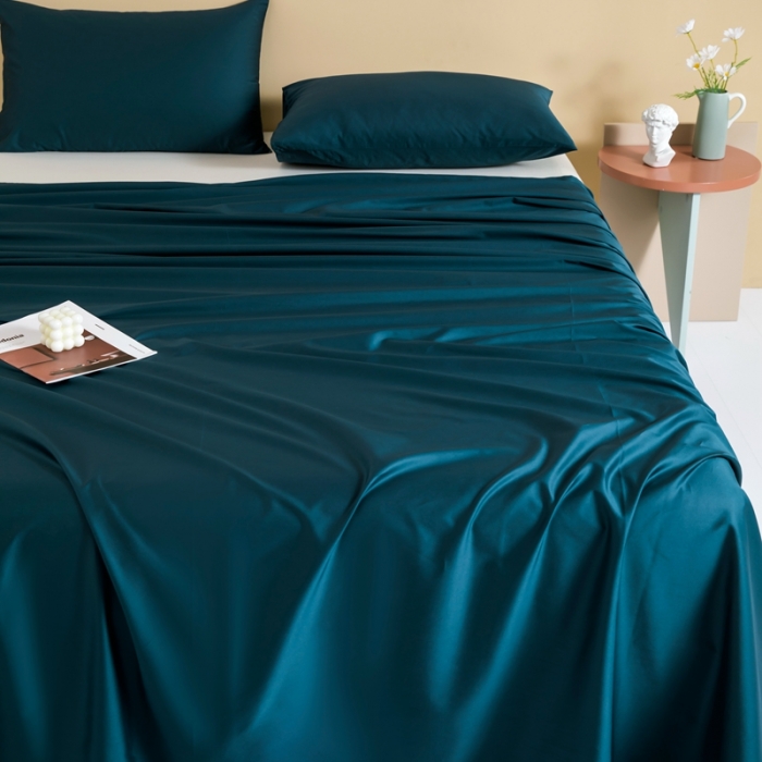 91家纺网 家纺一手货源 找家纺 久典 2022新款100支双股澳棉单品床单 午夜蓝