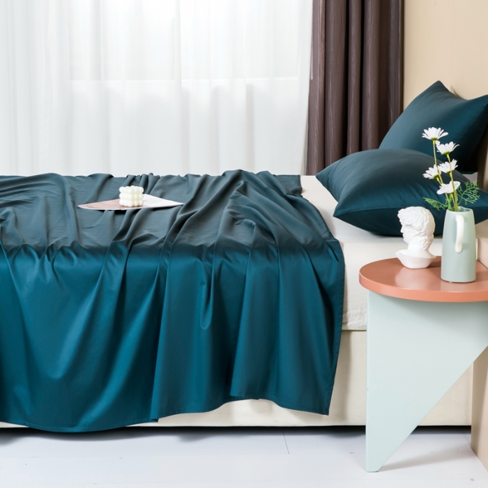 91家纺网 家纺一手货源 找家纺 久典 2022新款100支双股澳棉单品床单 午夜蓝