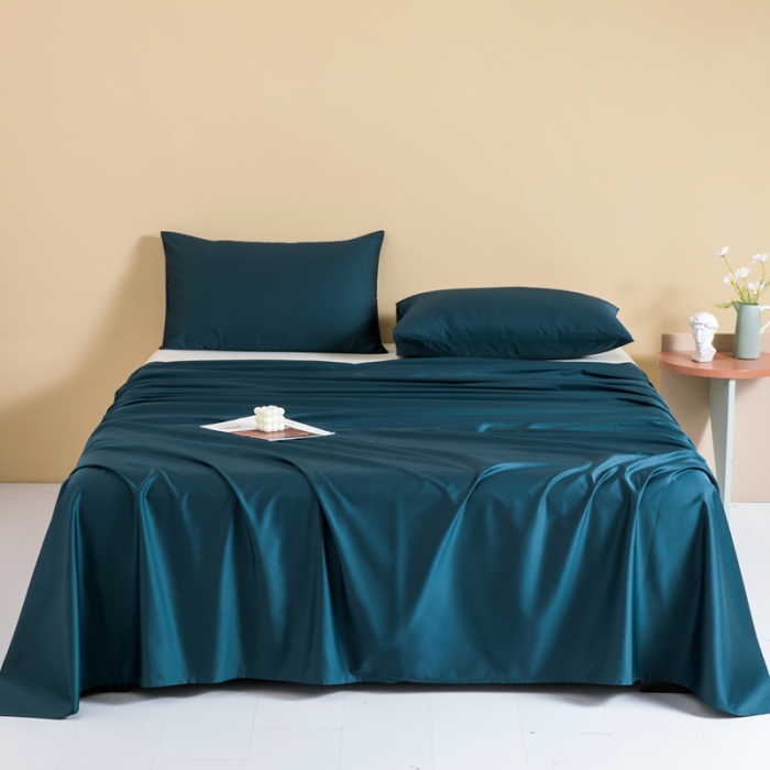 91家纺网 家纺一手货源 找家纺 久典 2022新款100支双股澳棉单品床单 午夜蓝