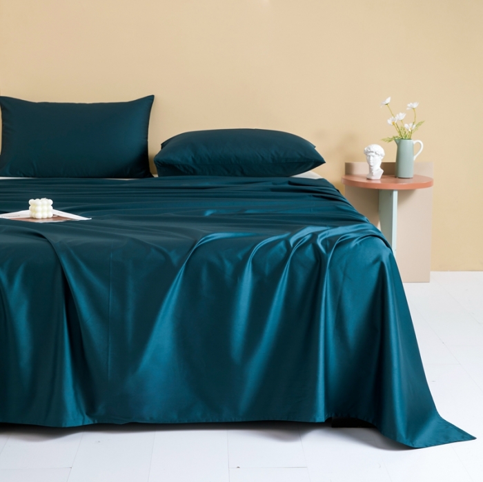 91家纺网 家纺一手货源 找家纺 久典 2022新款100支双股澳棉单品床单 午夜蓝