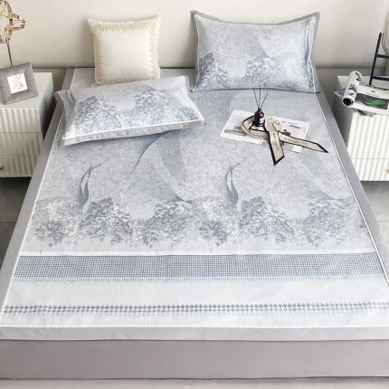 91家纺网 家纺一手货源 找家纺 懒猫家纺 2022新款600D全工艺提花冰丝席 北欧风