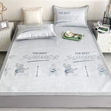 91家纺网 家纺一手货源 找家纺 懒猫家纺 2022新款600D全工艺提花冰丝席 朋克熊