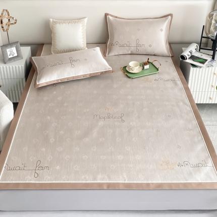 91家纺网 家纺一手货源 找家纺 懒猫家纺 2022新款600D全工艺提花冰丝席 晚秋