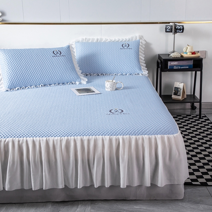 91家纺网 家纺一手货源 找家纺 （总）佳居缘 2022新款冰豆豆冷感床裙款凉席三件套