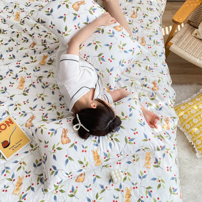 91家纺网 家纺一手货源 找家纺 吾秀家居  2022新款A类全棉有氧双层纱夏被 秋恋