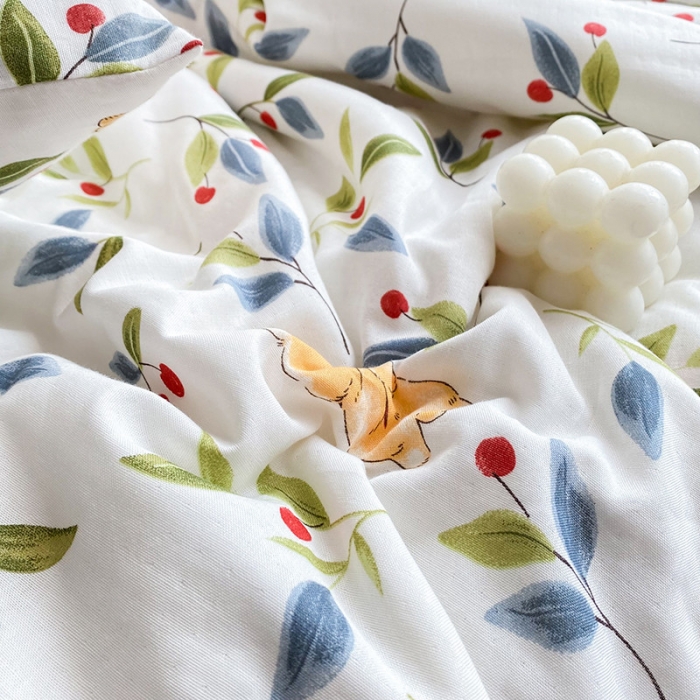 91家纺网 家纺一手货源 找家纺 吾秀家居  2022新款A类全棉有氧双层纱夏被 秋恋