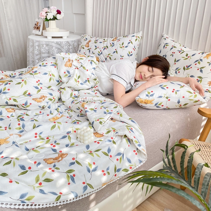 91家纺网 家纺一手货源 找家纺 吾秀家居  2022新款A类全棉有氧双层纱夏被 秋恋