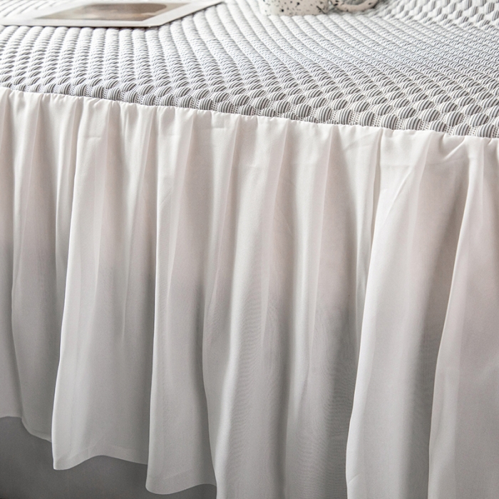 91家纺网 家纺一手货源 找家纺 佳居缘 2022新款冰豆豆冷感床裙款凉席三件套 典雅灰