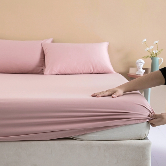 91家纺网 家纺一手货源 找家纺 久典 2022新款100支双股澳棉单品床笠 黛粉色