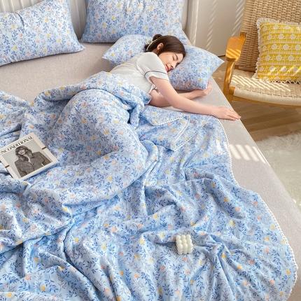 吾秀家居  2022新款A类全棉有氧双层纱夏被 香橙