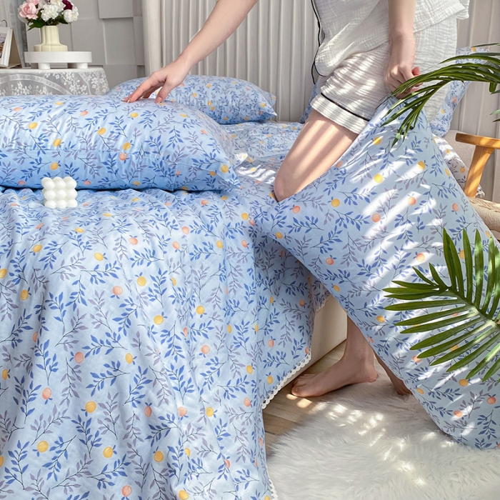 91家纺网 家纺一手货源 找家纺 吾秀家居  2022新款A类全棉有氧双层纱夏被 香橙