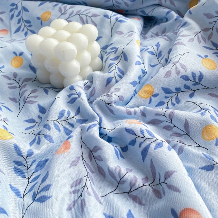 91家纺网 家纺一手货源 找家纺 吾秀家居  2022新款A类全棉有氧双层纱夏被 香橙