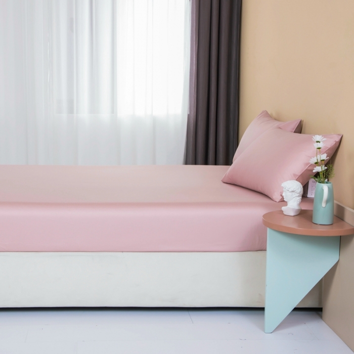 91家纺网 家纺一手货源 找家纺 久典 2022新款100支双股澳棉单品床笠 黛粉色