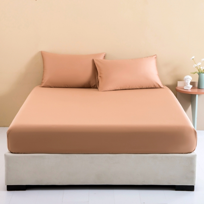 91家纺网 家纺一手货源 找家纺 久典 2022新款100支双股澳棉单品床笠 焦糖色