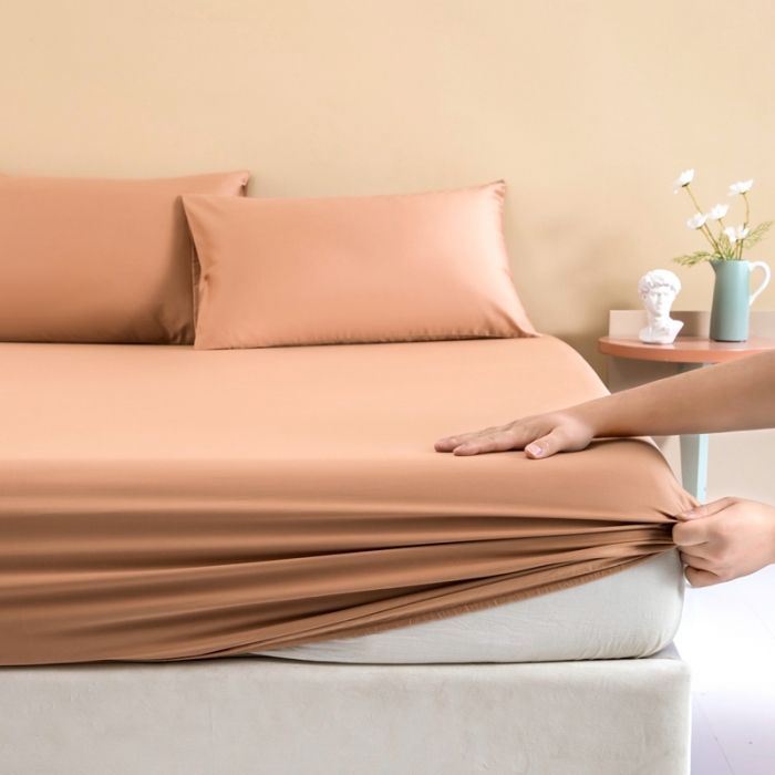 91家纺网 家纺一手货源 找家纺 久典 2022新款100支双股澳棉单品床笠 焦糖色