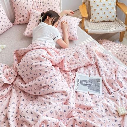 吾秀家居  2022新款A类全棉有氧双层纱夏被 幸运星-粉