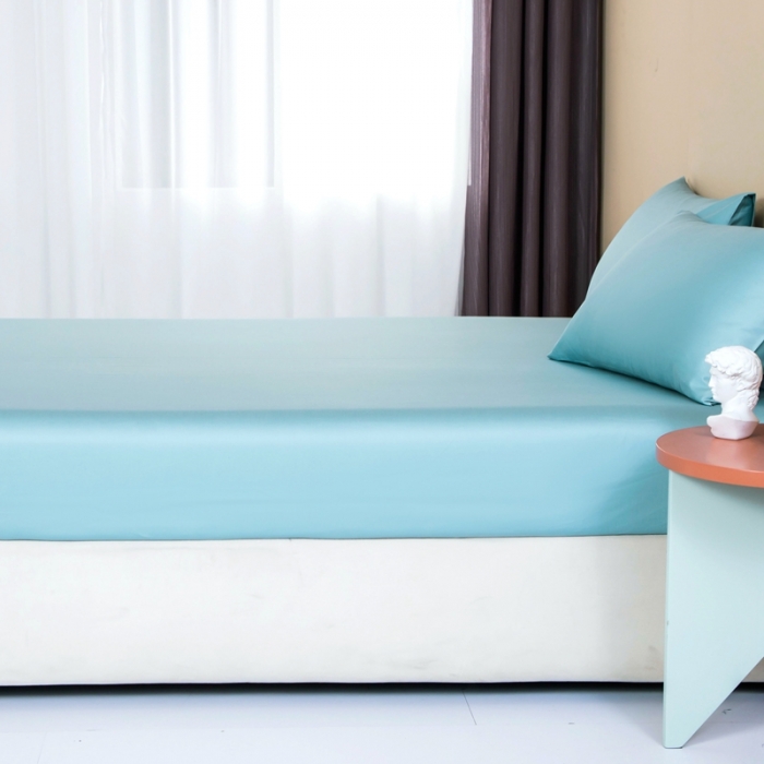 91家纺网 家纺一手货源 找家纺 久典 2022新款100支双股澳棉单品床笠 迷雾蓝