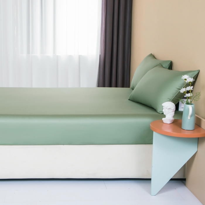 91家纺网 家纺一手货源 找家纺 久典 2022新款100支双股澳棉单品床笠 牛油果绿