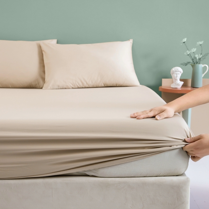 91家纺网 家纺一手货源 找家纺 久典 2022新款100支双股澳棉单品床笠 曲奇色