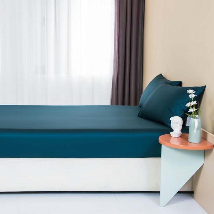 91家纺网 家纺一手货源 找家纺 久典 2022新款100支双股澳棉单品床笠 午夜蓝