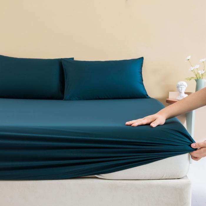 91家纺网 家纺一手货源 找家纺 久典 2022新款100支双股澳棉单品床笠 午夜蓝