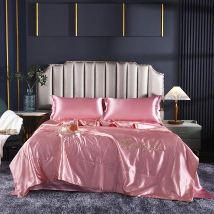 91家纺网 家纺一手货源 找家纺 梦尚舒2025年新款水洗天丝夏被四件套真丝冰丝夏凉被 胭脂玉