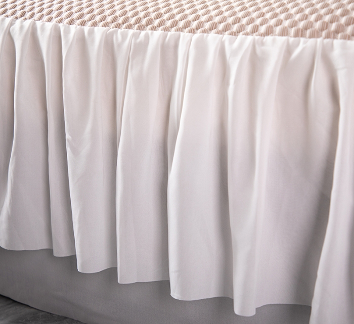 91家纺网 家纺一手货源 找家纺 佳居缘 2022新款冰豆豆冷感床裙款凉席三件套 香芋粉