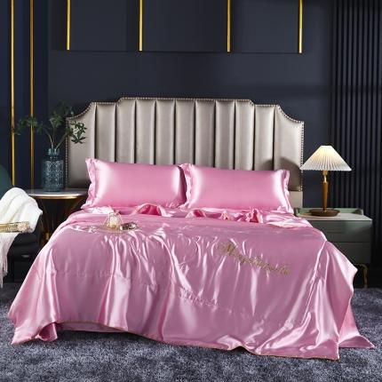 91家纺网 家纺一手货源 找家纺 梦尚舒2025年新款水洗天丝夏被四件套真丝冰丝夏凉被 樱花粉