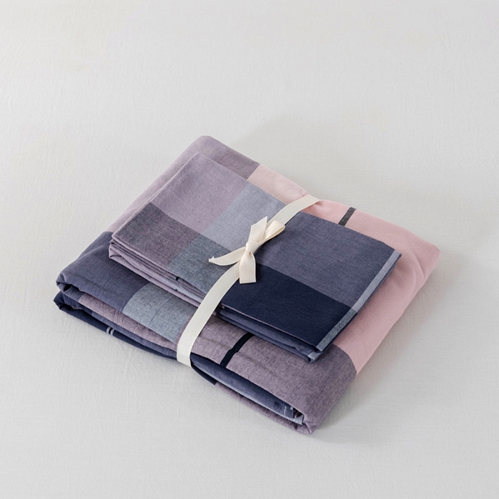 91家纺网 家纺一手货源 找家纺 久典 2022新款色织全棉水洗棉单品床单 都市风尚粉