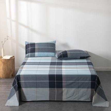 91家纺网 家纺一手货源 找家纺 久典 2022新款色织全棉水洗棉单品床单 都市风尚蓝