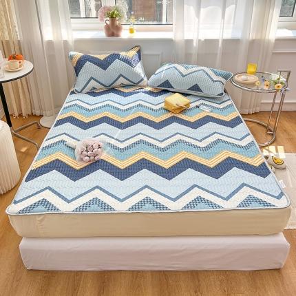 91家纺网 家纺一手货源 找家纺 （总）寐居 2022新款0.5凉感丝床笠款乳胶凉席三件套